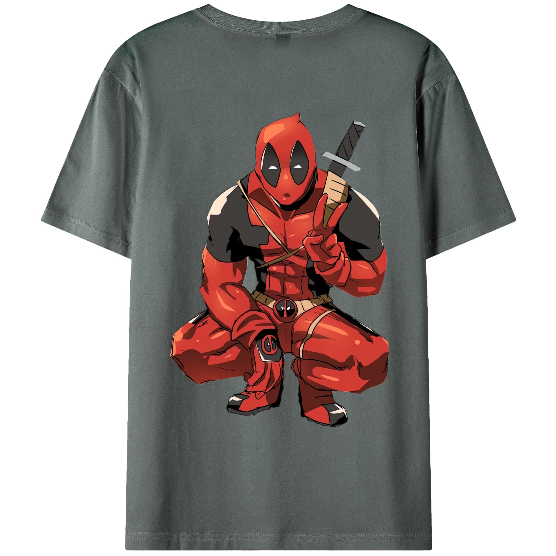 （画像用） Deadpool デッドプール 綿100％ メンズ半袖Tシャツ（バックプリント） 通気性